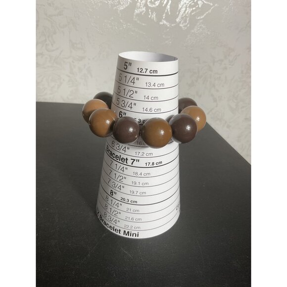 2 Wooden & Resin Beaded Stretch Bracelet Brown Earth Tones - Picture 2 of 4
